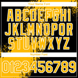 Custom Black Gold-White Abstract Brush Stroke 3D Pattern Design Bomber Full-Snap Varsity Letterman Hoodie Jacket