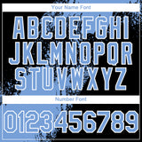 Custom Black Light Blue-White Abstract Brush Stroke 3D Pattern Design Bomber Full-Snap Varsity Letterman Hoodie Jacket