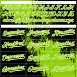 Custom Black Neon Green-White Abstract Brush Stroke 3D Pattern Design Bomber Full-Snap Varsity Letterman Hoodie Jacket