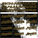 Custom Black White-Old Gold Abstract Brush Stroke 3D Pattern Design Bomber Full-Snap Varsity Letterman Hoodie Jacket