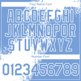 Custom Light Blue White Abstract Brush Stroke 3D Pattern Design Bomber Full-Snap Varsity Letterman Hoodie Jacket