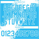 Custom Sky Blue White Black-Pink Abstract Brush Stroke 3D Pattern Design Bomber Full-Snap Varsity Letterman Hoodie Jacket