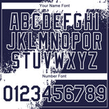 Custom Navy White Abstract Brush Stroke 3D Pattern Design Bomber Full-Snap Varsity Letterman Hoodie Jacket