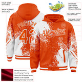 Custom Orange White Abstract Brush Stroke 3D Pattern Design Bomber Full-Snap Varsity Letterman Hoodie Jacket