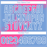 Custom Light Blue Pink-White Abstract Brush Stroke 3D Pattern Design Bomber Full-Snap Varsity Letterman Hoodie Jacket