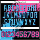 Custom Black Pink-Sky Blue Abstract Brush Stroke 3D Pattern Design Bomber Full-Snap Varsity Letterman Hoodie Jacket