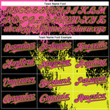 Custom Black Pink Neon Yellow-White Abstract Brush Stroke 3D Pattern Design Bomber Full-Snap Varsity Letterman Hoodie Jacket