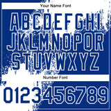 Custom Royal White Abstract Brush Stroke 3D Pattern Design Bomber Full-Snap Varsity Letterman Hoodie Jacket