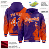 Custom Purple Orange-White Abstract Brush Stroke 3D Pattern Design Bomber Full-Snap Varsity Letterman Hoodie Jacket