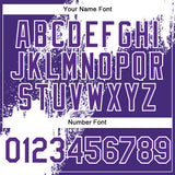 Custom Purple White Abstract Brush Stroke 3D Pattern Design Bomber Full-Snap Varsity Letterman Hoodie Jacket