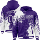 Custom Purple White Abstract Brush Stroke 3D Pattern Design Bomber Full-Snap Varsity Letterman Hoodie Jacket