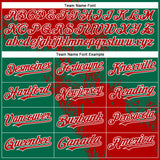 Custom Kelly Green Red-White Abstract Brush Stroke 3D Pattern Design Bomber Full-Snap Varsity Letterman Hoodie Jacket