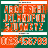 Custom Kelly Green Orange-White Abstract Brush Stroke 3D Pattern Design Bomber Full-Snap Varsity Letterman Hoodie Jacket