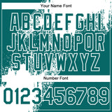 Custom Teal White Abstract Brush Stroke 3D Pattern Design Bomber Full-Snap Varsity Letterman Hoodie Jacket