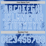 Custom Royal Light Blue-White Splash Art 3D Pattern Design Bomber Full-Snap Varsity Letterman Hoodie Jacket