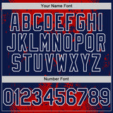 Custom Red Navy-White Splash Art 3D Pattern Design Bomber Full-Snap Varsity Letterman Hoodie Jacket