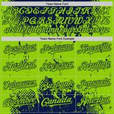 Custom Navy Neon Green Splash Art 3D Pattern Design Bomber Full-Snap Varsity Letterman Hoodie Jacket