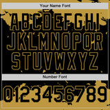 Custom Black Old Gold Splash Art 3D Pattern Design Bomber Full-Snap Varsity Letterman Hoodie Jacket