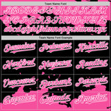 Custom Black Pink-White Splash Art 3D Pattern Design Bomber Full-Snap Varsity Letterman Hoodie Jacket