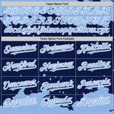 Custom Navy Light Blue-White Splash Art 3D Pattern Design Bomber Full-Snap Varsity Letterman Hoodie Jacket