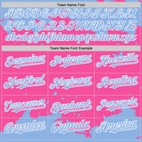 Custom Pink Light Blue-White Splash Art 3D Pattern Design Bomber Full-Snap Varsity Letterman Hoodie Jacket