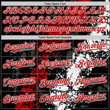 Custom Black Red-White Splash Art 3D Pattern Design Bomber Full-Snap Varsity Letterman Hoodie Jacket