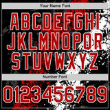 Custom Black Red-White Splash Art 3D Pattern Design Bomber Full-Snap Varsity Letterman Hoodie Jacket