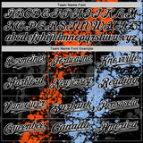 Custom Black Orange Light Blue-White Splash Art 3D Pattern Design Bomber Full-Snap Varsity Letterman Hoodie Jacket