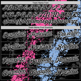 Custom Black Pink Light Blue-White Splash Art 3D Pattern Design Bomber Full-Snap Varsity Letterman Hoodie Jacket