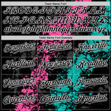 Custom Black Pink Aqua-White Splash Art 3D Pattern Design Bomber Full-Snap Varsity Letterman Hoodie Jacket