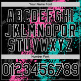 Custom Black Pink Aqua-White Splash Art 3D Pattern Design Bomber Full-Snap Varsity Letterman Hoodie Jacket