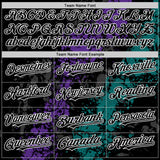 Custom Black Purple Teal-White Splash Art 3D Pattern Design Bomber Full-Snap Varsity Letterman Hoodie Jacket