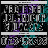 Custom Black Purple Teal-White Splash Art 3D Pattern Design Bomber Full-Snap Varsity Letterman Hoodie Jacket