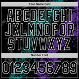 Custom Black Teal Purple-White Splash Art 3D Pattern Design Bomber Full-Snap Varsity Letterman Hoodie Jacket