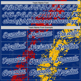 Custom Royal Red Gold-White Splash Art 3D Pattern Design Bomber Full-Snap Varsity Letterman Hoodie Jacket
