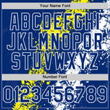 Custom Royal Light Yellow-White Splash Art 3D Pattern Design Bomber Full-Snap Varsity Letterman Hoodie Jacket