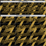 Custom Black Old Gold Zigzag Shape 3D Pattern Design Bomber Full-Snap Varsity Letterman Hoodie Jacket
