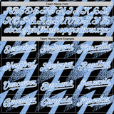 Custom Black Light Blue-White Zigzag Shape 3D Pattern Design Bomber Full-Snap Varsity Letterman Hoodie Jacket