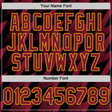Custom Black Crimson-Gold Zigzag Shape 3D Pattern Design Bomber Full-Snap Varsity Letterman Hoodie Jacket