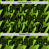 Custom Black Neon Green Zigzag Shape 3D Pattern Design Bomber Full-Snap Varsity Letterman Hoodie Jacket