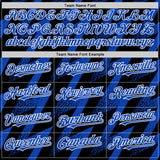 Custom Black Thunder Blue-White Zigzag Shape 3D Pattern Design Bomber Full-Snap Varsity Letterman Hoodie Jacket