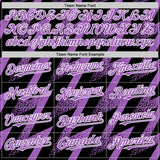 Custom Black Medium Purple-White Zigzag Shape 3D Pattern Design Bomber Full-Snap Varsity Letterman Hoodie Jacket