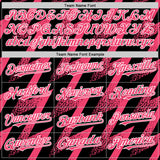 Custom Black Neon Pink-White Zigzag Shape 3D Pattern Design Bomber Full-Snap Varsity Letterman Hoodie Jacket