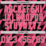 Custom Black Neon Pink-White Zigzag Shape 3D Pattern Design Bomber Full-Snap Varsity Letterman Hoodie Jacket