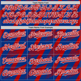 Custom Royal Red-White Zigzag Shape 3D Pattern Design Bomber Full-Snap Varsity Letterman Hoodie Jacket