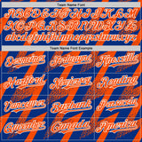 Custom Royal Orange-White Zigzag Shape 3D Pattern Design Bomber Full-Snap Varsity Letterman Hoodie Jacket