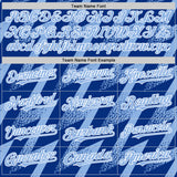 Custom Royal Light Blue-White Zigzag Shape 3D Pattern Design Bomber Full-Snap Varsity Letterman Hoodie Jacket