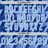 Custom Royal Light Blue-White Zigzag Shape 3D Pattern Design Bomber Full-Snap Varsity Letterman Hoodie Jacket