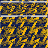 Custom Navy Gold Zigzag Shape 3D Pattern Design Bomber Full-Snap Varsity Letterman Hoodie Jacket