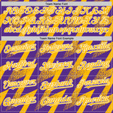 Custom Purple Gold-White Zigzag Shape 3D Pattern Design Bomber Full-Snap Varsity Letterman Hoodie Jacket